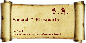 Vancsó Mirandola névjegykártya
